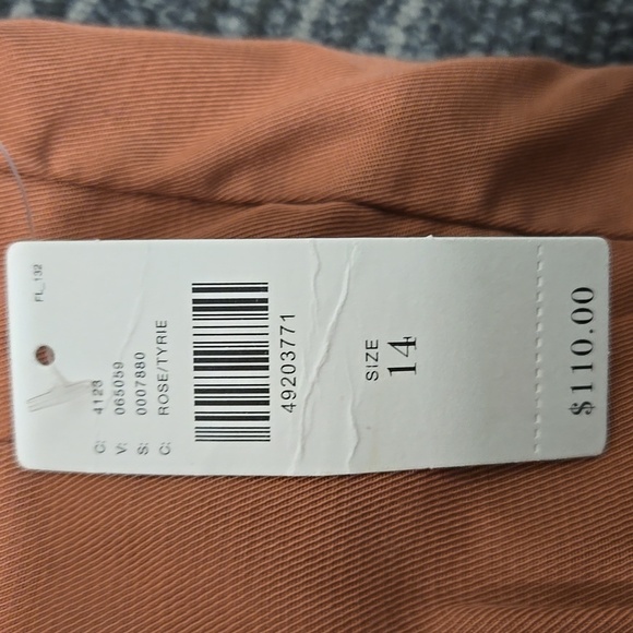 Anthropologie-Cartonniere NWT Belt Front Pants Rose 100% Lyocell-Size 14 - Picture 7 of 16